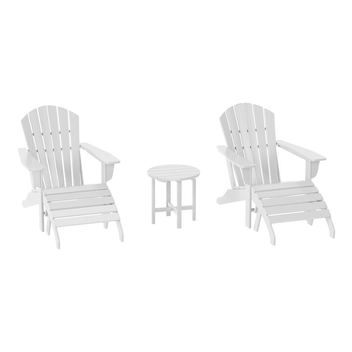 WestinTrends Outdoor Adirondack Chair With Ottoman And Side Table 5-Piece Set