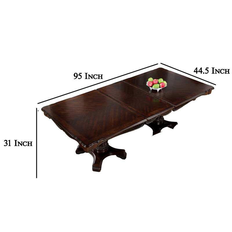 Zenie Dining Table, Extension Leaf, 77-95 Inch, Cherry Brown Solid Wood image number 5