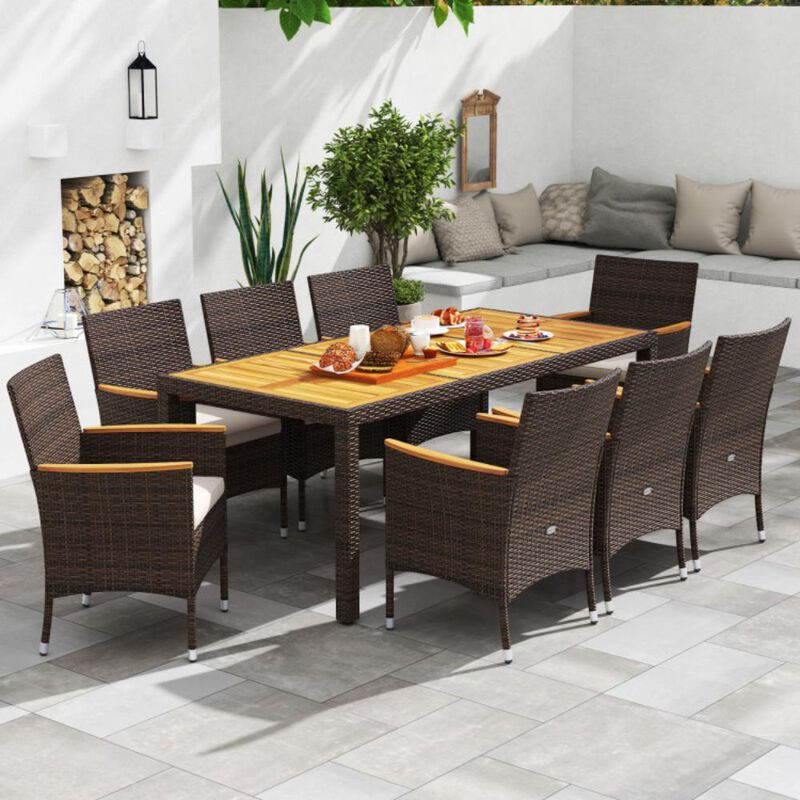 Hivvago 9 Piece Outdoor Dining Set with Acacia Wood Table Top