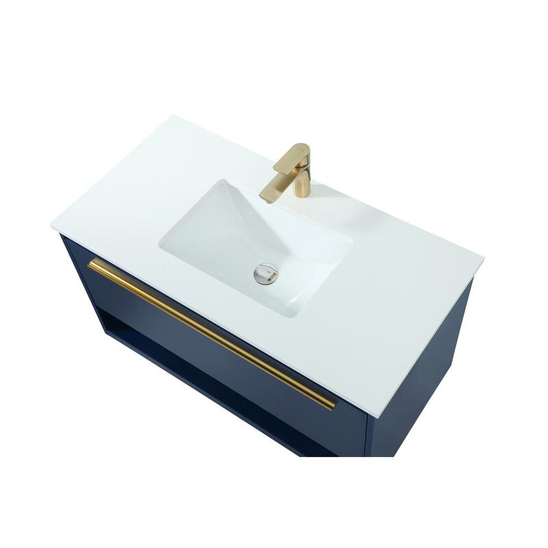 Elegant Kitchen and Bath 36 inch Single bathroom vanity in blue