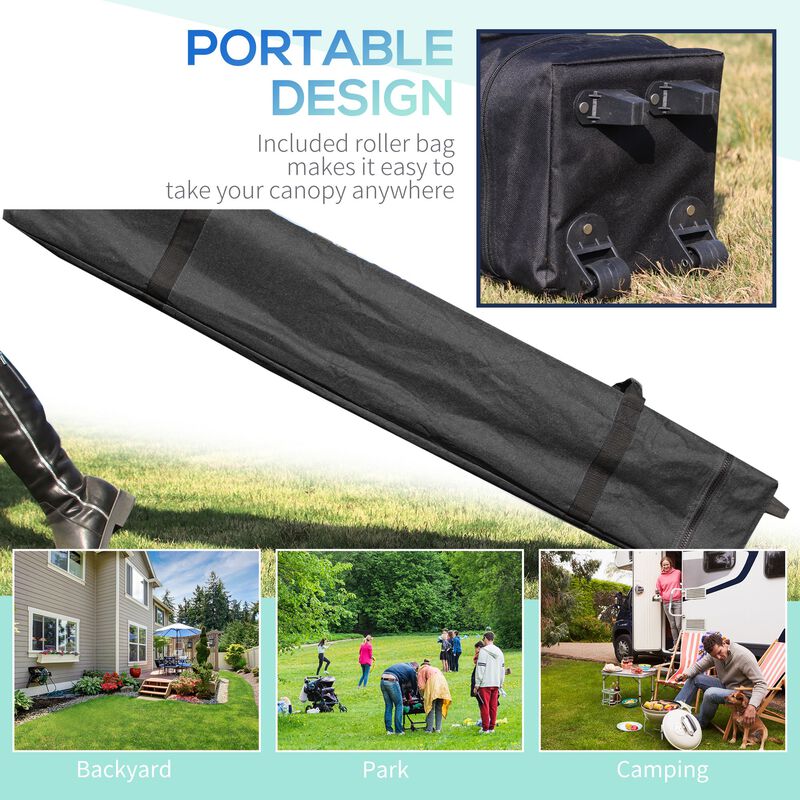 Beige Pop-Up Shelter: 10' Party Tent with Sidewall & Wheels