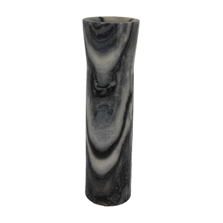 Danny Tall Accent Vase, Natural Stone Pattern Gray Marble 14 Inch