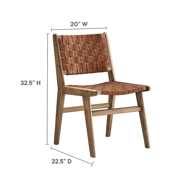 Saoirse Leather Wood Dining Side Chair Set of 2 image number 2