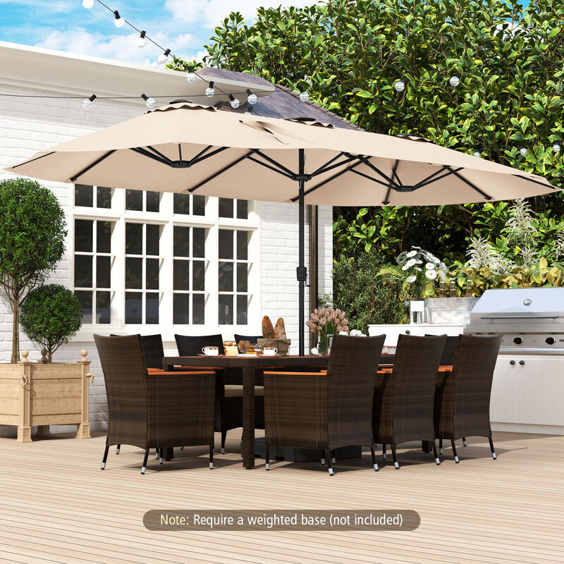 Extra-Large Patio Umbrella with LED Solar Lights and Crank Handle