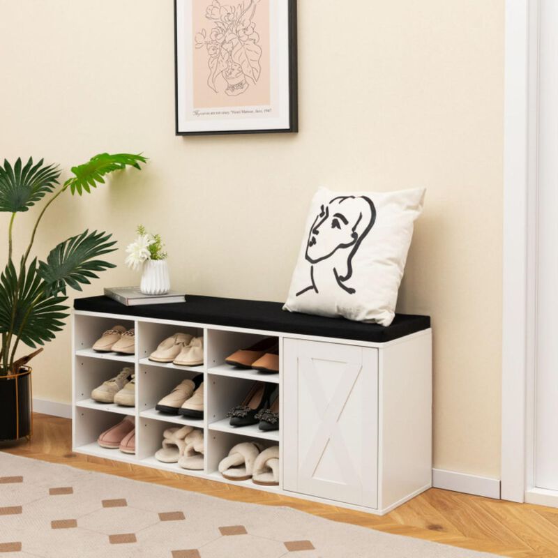 Hivvago 9-cube Shoe Bench with Adjustable Shelves and Removable Padded Cushion