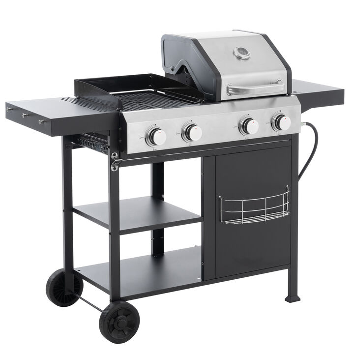 Stainless Steel 4-Burner 49,200 BTU Propane Gas Barbecue Grill