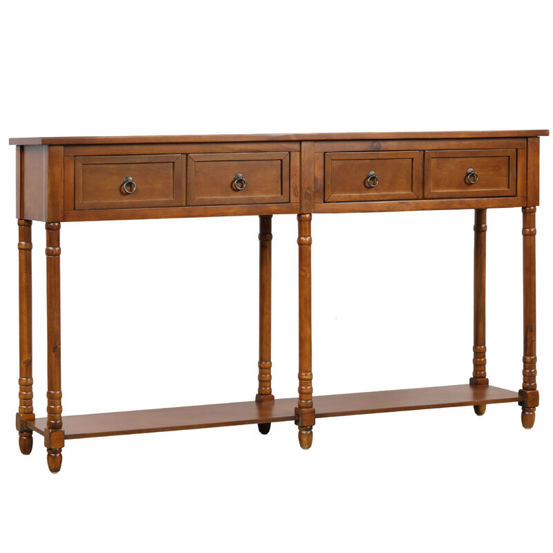 Console Table Sofa Table for Entryway with Drawers and Long Shelf Rectangular