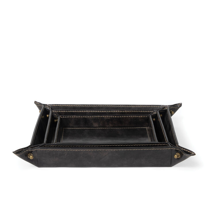 Derby Leather Tray Set