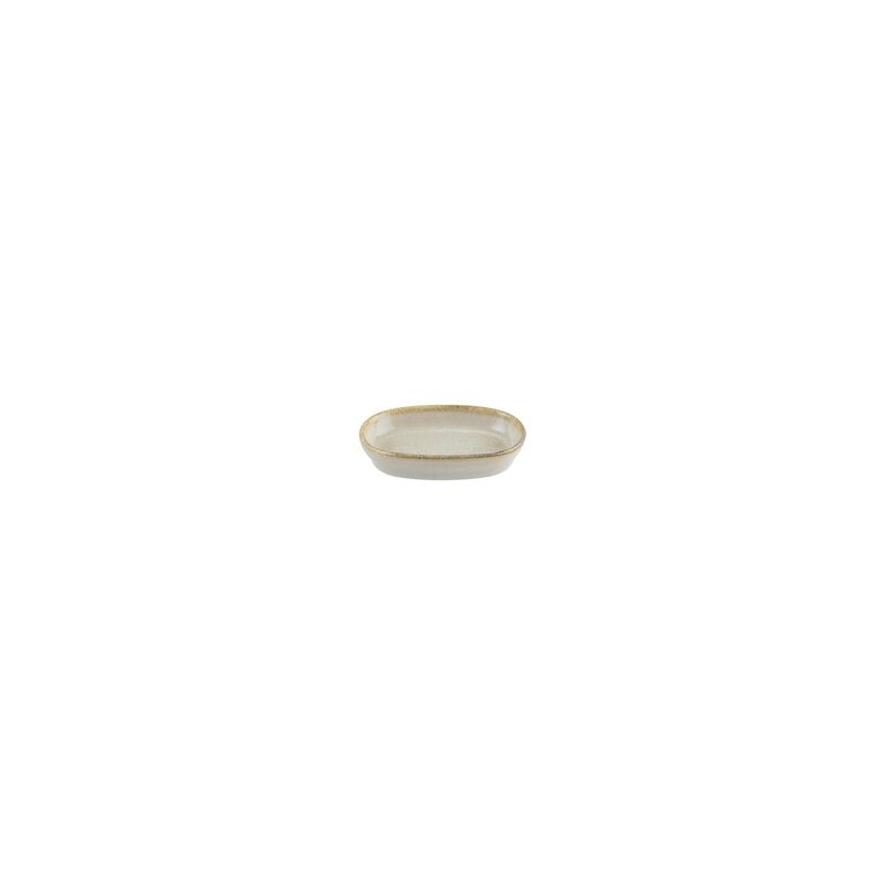 Sand 4" x 2.5" x h:0.75" Oval Beige Porcelain Platter (Set of 4)