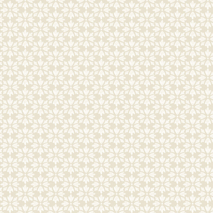 Phlox Khaki Floral Stamp Wallpaper