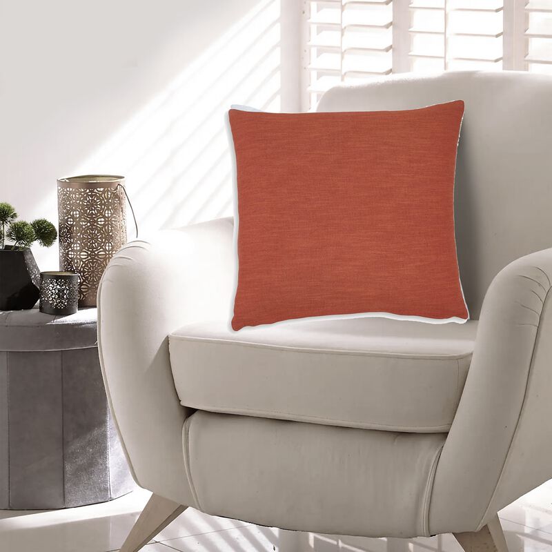 Ina 22 Inch Accent Throw Pillow Set of 4, Square, Rust Brown Cotton Linen - Benzara