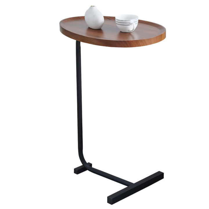 Brown Cshaped Side Table, Small Sofa Table for Living room