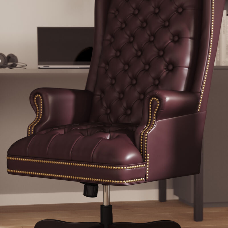 Turner High Back Traditional Fully Tufted LeatherSoft Executive Swivel Ergonomic Office Chair with Arms image number 3