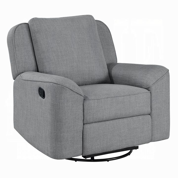 Diny Manual Glider Recliner Chair, Swivel, Soft Gray Linen Fabric