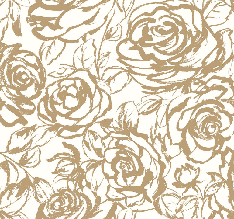 Nelda Gold Rose Wallpaper (Set of 2)
