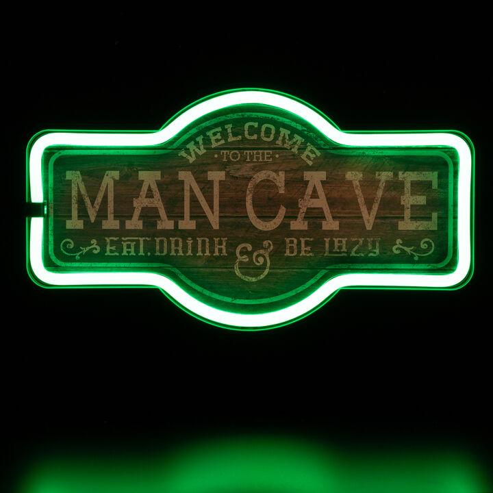 17" Green LED Lighted  Man Cave Neon Style Wall Sign
