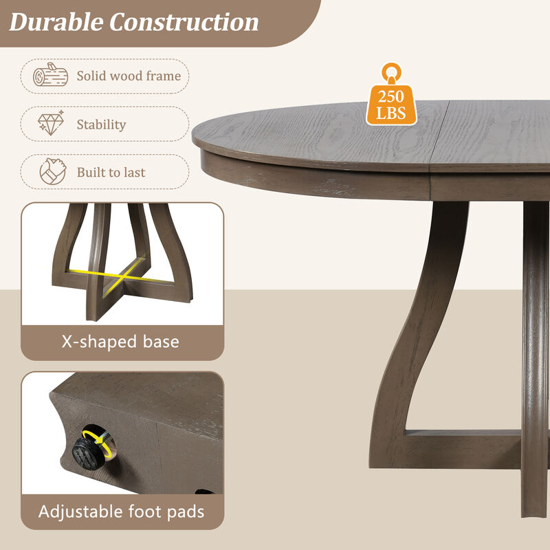 Merax Round Extendable Dining Table for 4-6, 16" Middle Leaf, Curved Table Legs image number 5
