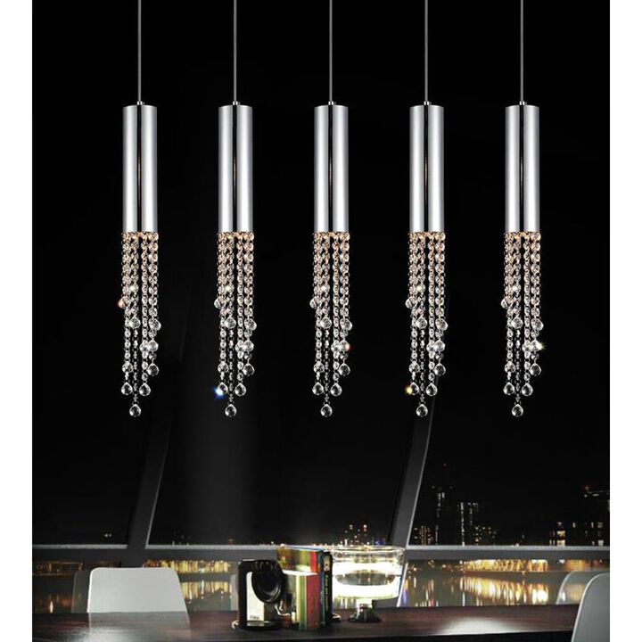 Extended 5 Light Multi Light Pendant With Chrome Finish