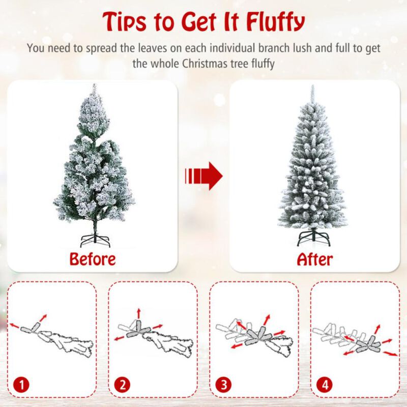 Hivvago Snow-Flocked Christmas Pencil Tree with Mixed Tips