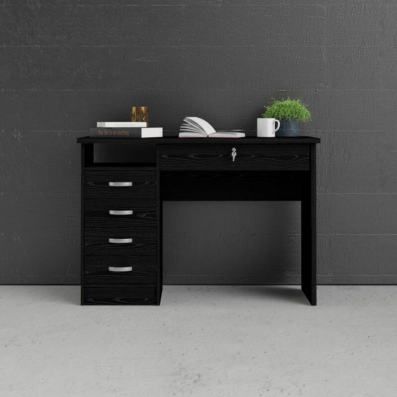 Tvilum Desk with 5 Drawers Black Woodgrain