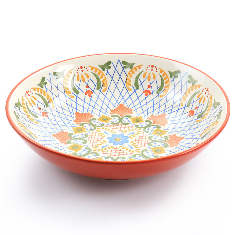 Laurie Gates California Designs Tierra 10.5 Inch Hand Painted Stoneware Pasta Bowl in Red