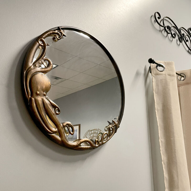Bronze Octopus Wall Mirror &ndash; 20-Inch Decorative Accent for Nautical Home Decor image number 6