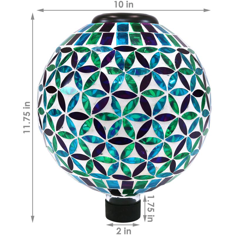 Sunnydaze Cool Blooms Glass Gazing Ball with Solar Light - 10 in image number 5