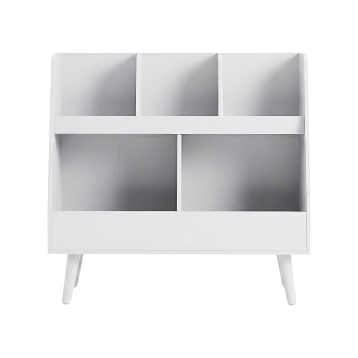 5-Cube Wooden Kids Bookshelf and Toy Organizer with Anti-Tipping Safety Hardware