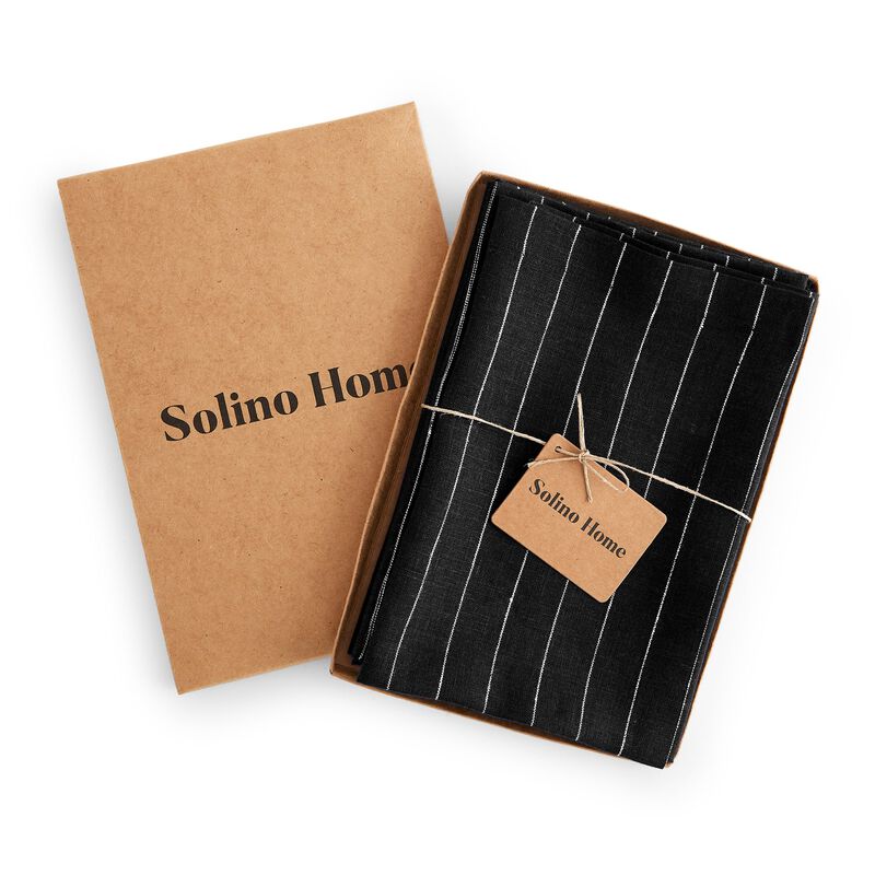 Solino Home 100 Pure Linen Stripe Dinner Napkins 20 x 20 Inch Set of 4