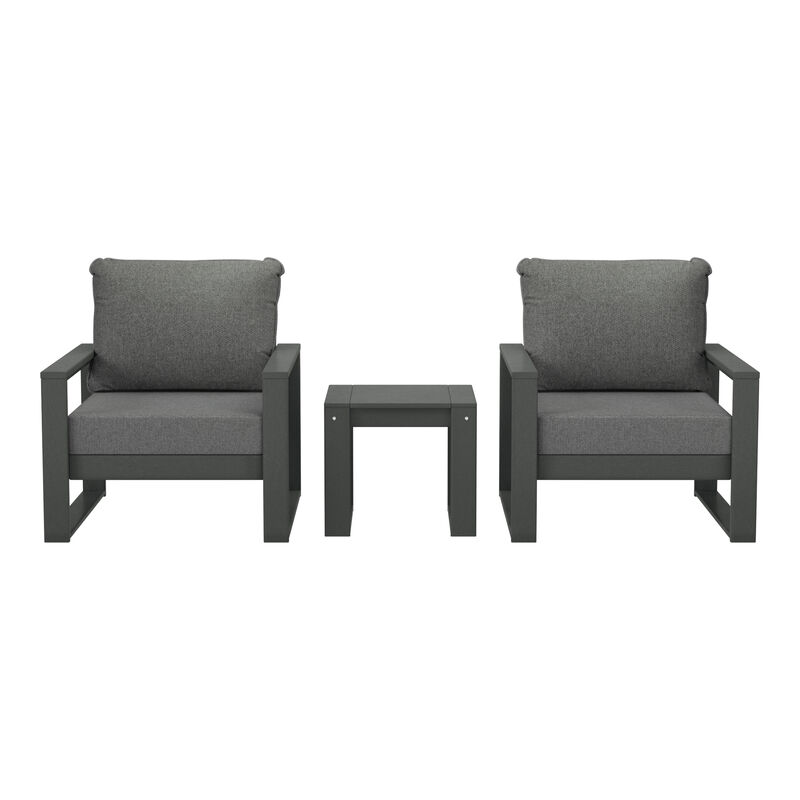 WestinTrends Outdoor Modern 3-Piece HDPE Patio Sofa Set with Side Table image number 0