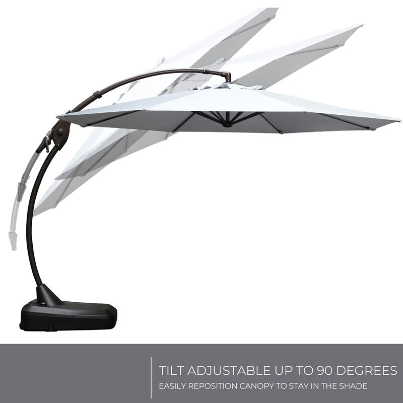 Mondawe 12ft Premium Cantilever Umbrella,With Sunbrella Fabric And Wheels 8 Steel Ribs Umbrella