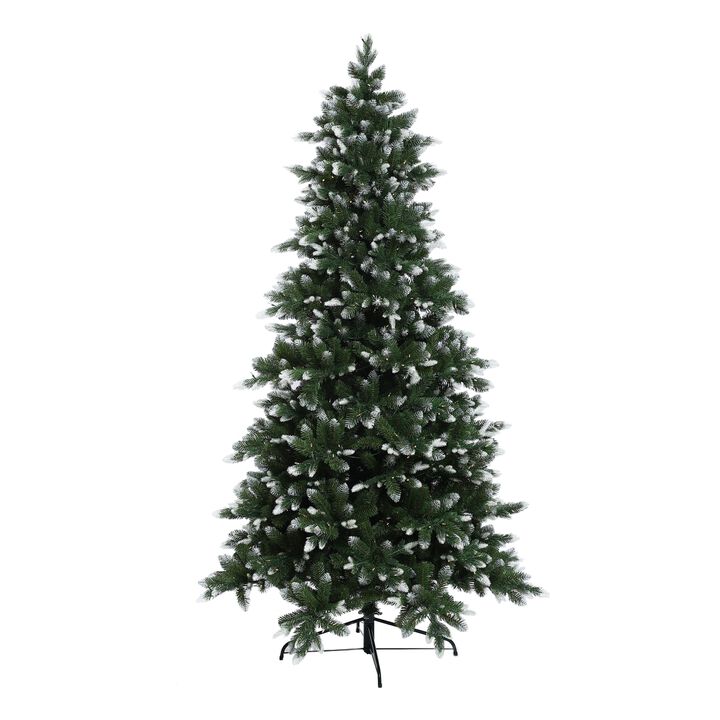 LuxenHome  LuxenHome 7.5Ft Pre-Lit Snow-Kissed Artificial Christmas Tree