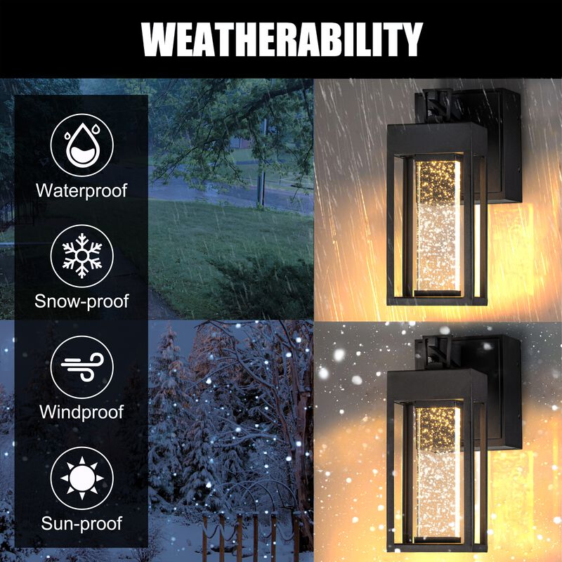 Dusk to Dawn Outdoor Wall Light with 2 GFCI Outlets, 11.4&rdquo; Waterproof Exterior Lighting Fixture Wall Mount Outside Light for House image number 2