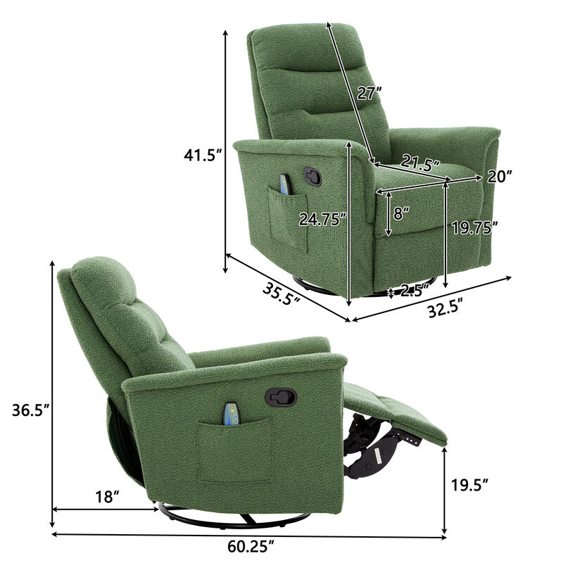 Merax Manual Massage Recliner Chair with 270&deg; Swivel & Rocking Function Recliners image number 3