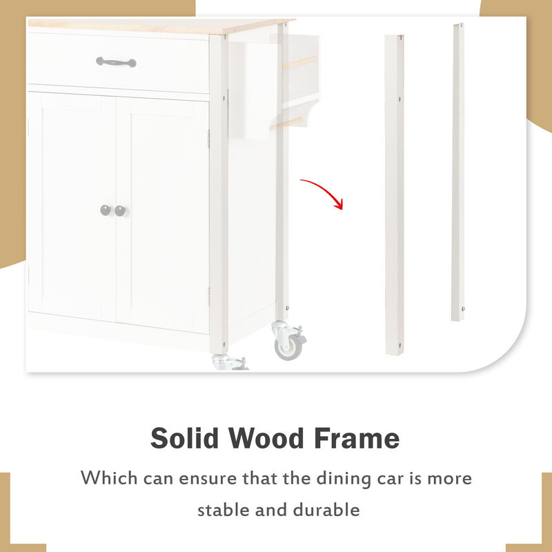 Whisen Modern Wood Kitchen Island with Spice Rack and Drawers - Mint Green