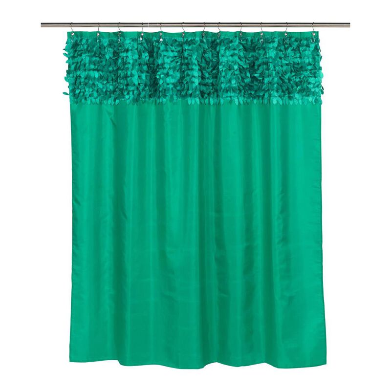 Carnation Home Fashions "Jasmine" Fabric Shower Curtain - White 70x72"