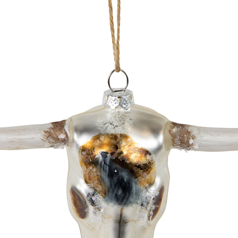 5.5" Longhorn Glass Christmas Ornament image number 3