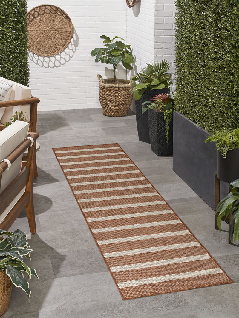 Positano POS03 Terracotta/Ivory 2' x 6' Rug image number 1