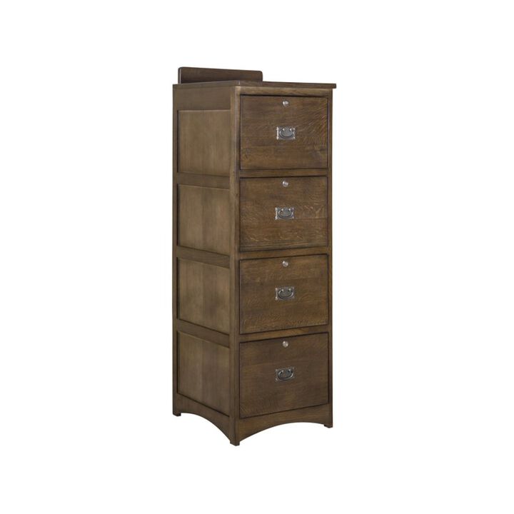 Crafters and Weavers Preorder Mission Solid Oak 4 Drawer File Cabinet - Walnut
