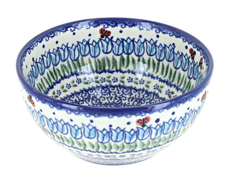 Blue Rose Polish Pottery Fairy Meadow Cereal/Soup Bowl
