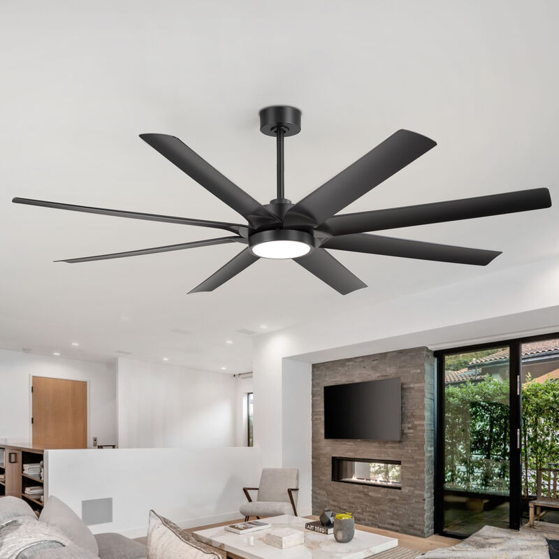 Breezary 72 Inch LED Ceiling Fan with Light,8 Blade, Remote Control, 6 Speeds, Quiet Indoor Fan image number 7