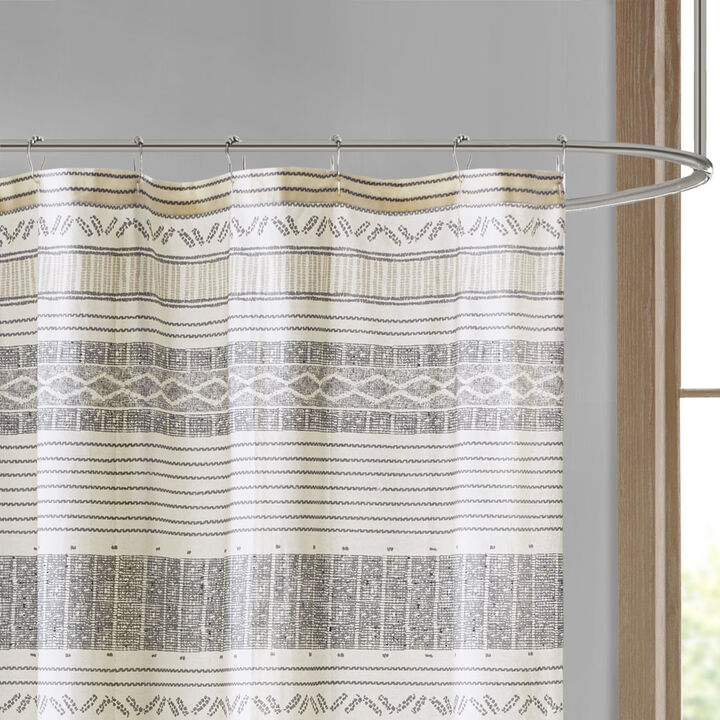 Gracie Mills Belinda Striped Cotton Shower Curtain with Tassel