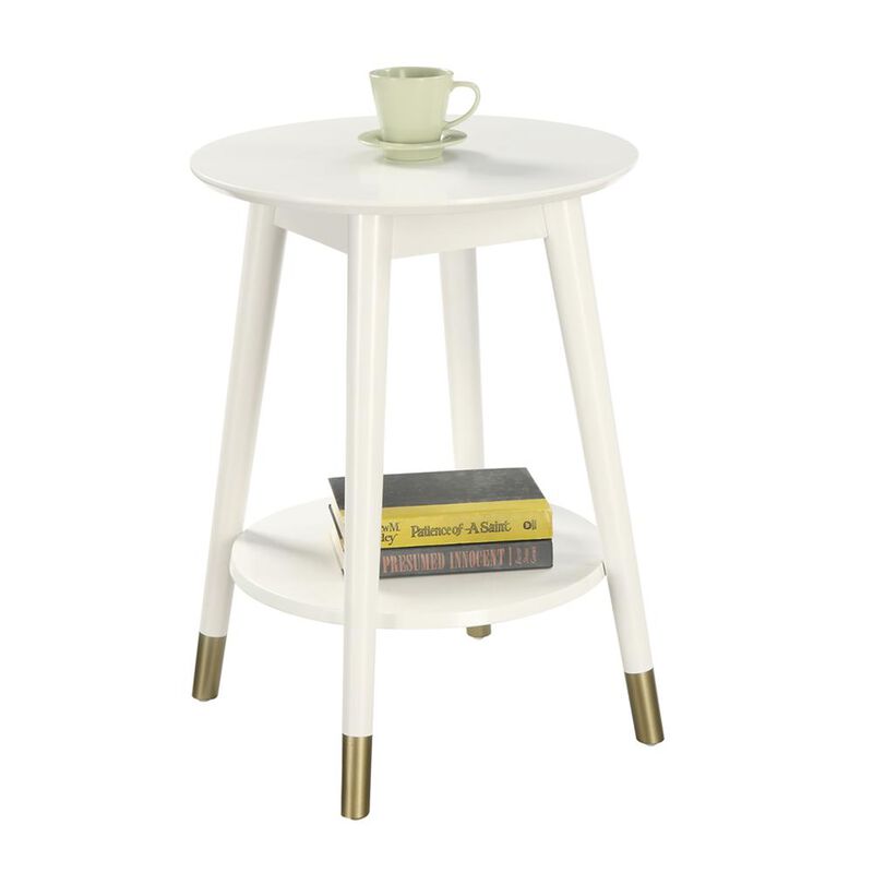 Convience Concept, Inc. Wilson Mid Century Round End Table with Bottom Shelf