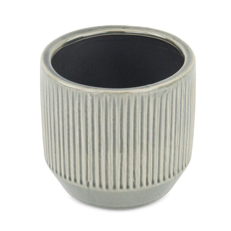 Decorative Striped Ceramic Planter for Indoor and Outdoor Spaces