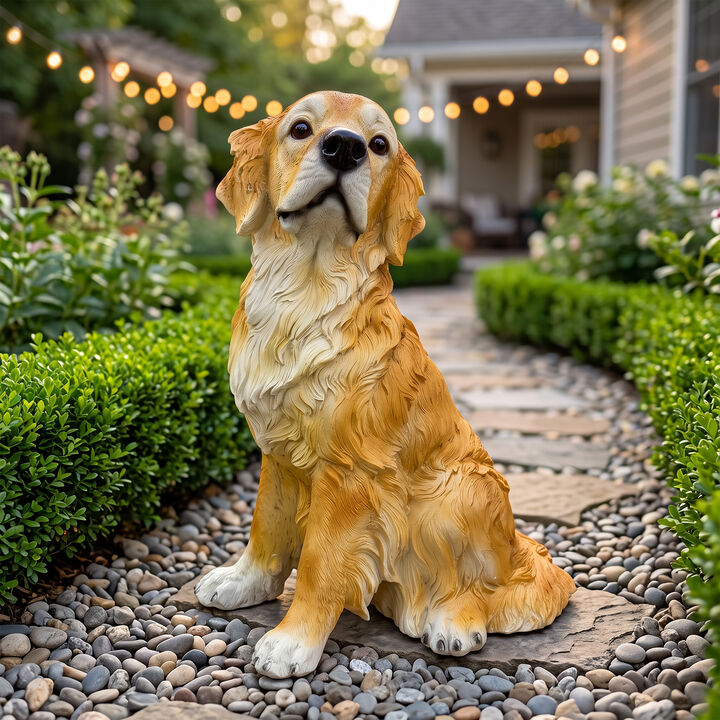 TATEUS Golden Retriever Garden Statue