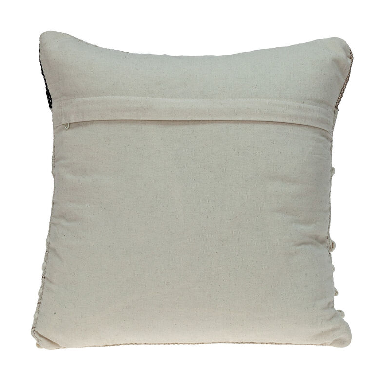 HomeRoots 18" Beige and Gold Striped Cotton Blend Throw Pillow With Fringe image number 2