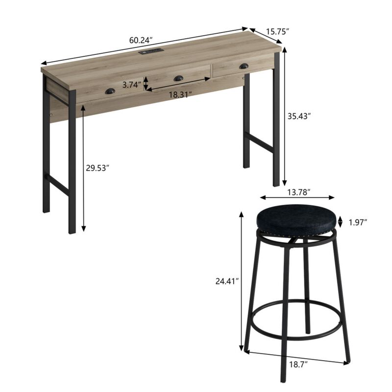 Furkel Industrial Bistro Set image number 9