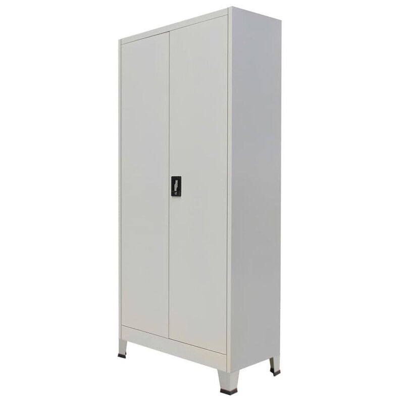 Office Cabinet Grey Steel Medium Height-Adjustable Shelves