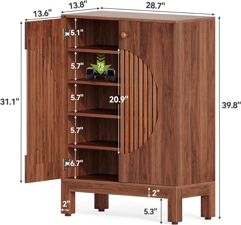 Space-Saving Shoe Storage Cabinet with Adjustable Shelves image number 3
