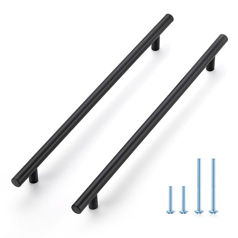 JOY DECOR 60 Pack 12-1/2 Inch Cabinet Pulls Kitchen Cabinet Handles with 10 Inch Hole Center Matte Black Cabinet Hardware Stainl